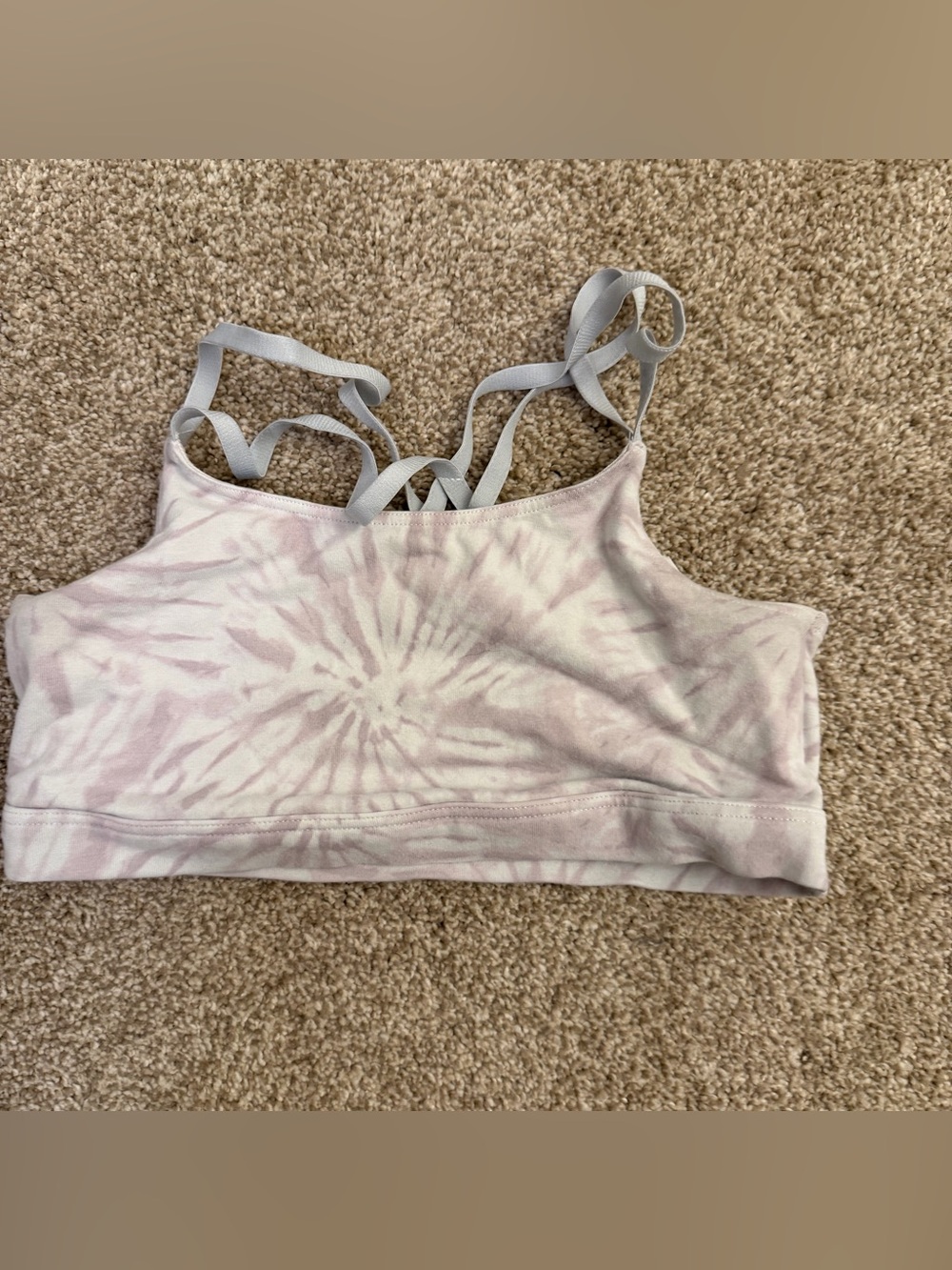 Tie-Dye Light Purple Bralette with Strappy Back
